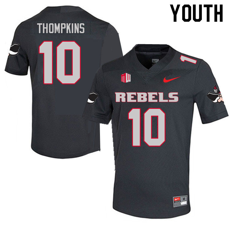 Youth #10 Fred Thompkins UNLV Rebels College Football Jerseys Sale-Charcoal